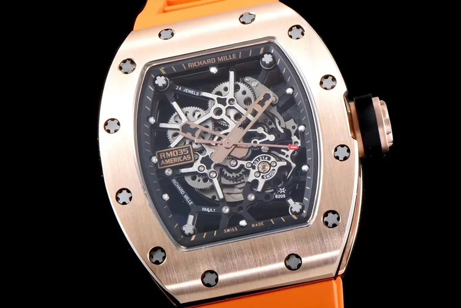 Richard Mille Replica RM 035 Orange Rubber Strap