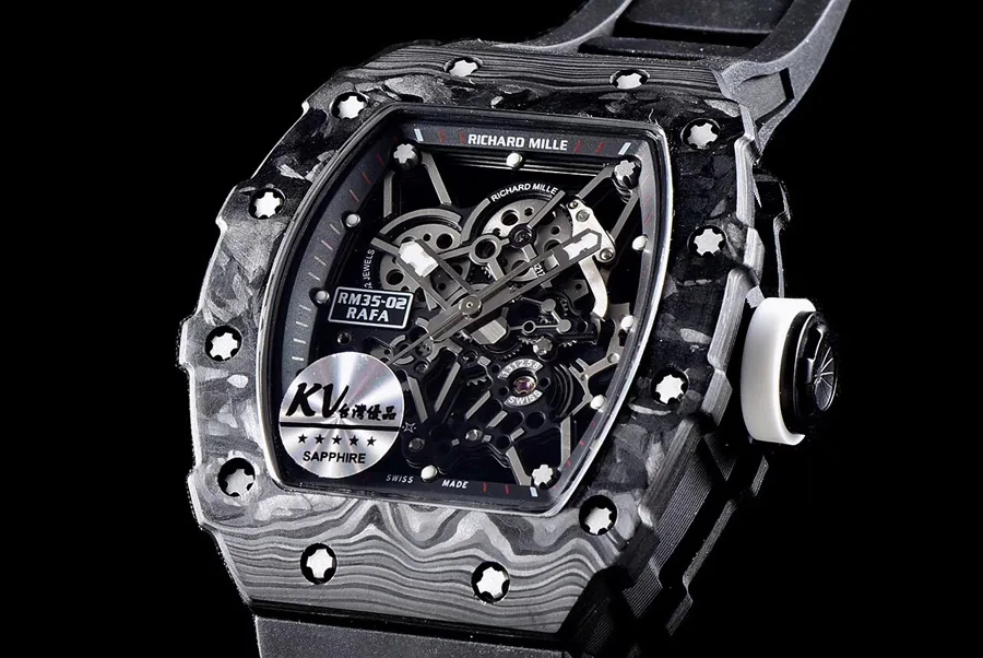 Richard Mille Replica RM 35 02 Black Imported Rubber Strap