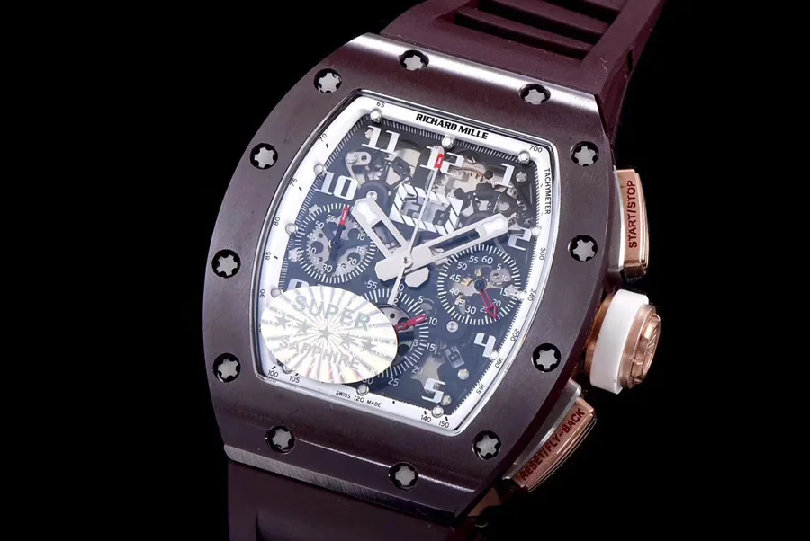 Richard Mille Replica RM 011 Brown Rubber Strap