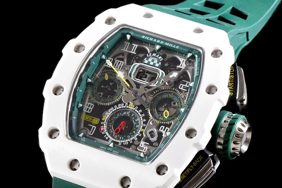 Richard Mille Replica RM 011-03 Green Rubber Strap