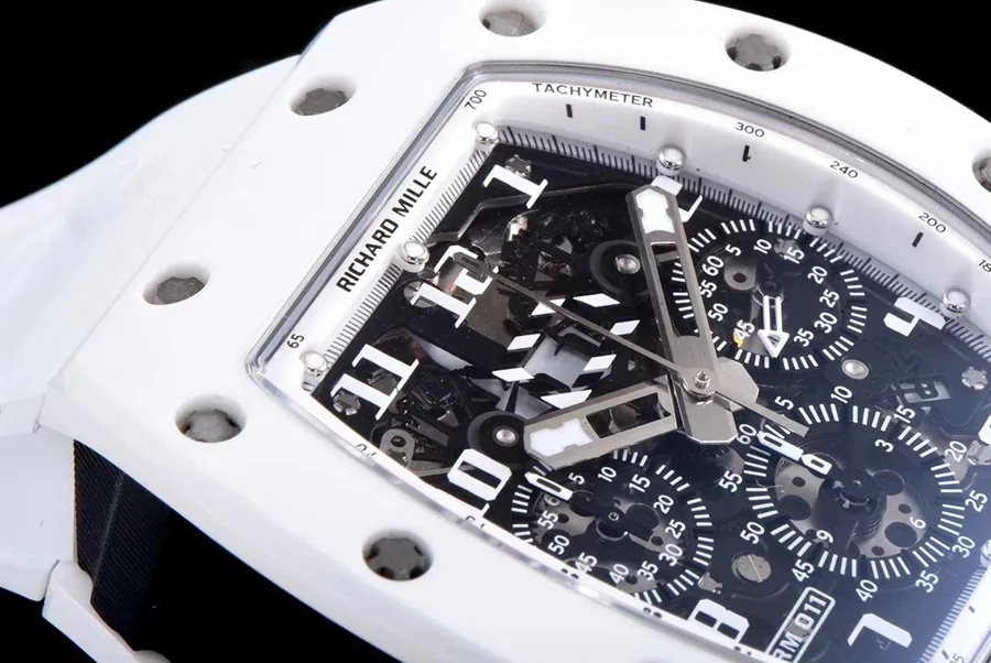 Richard Mille Replica RM 011 White Strap White Dial With Openwork Face
