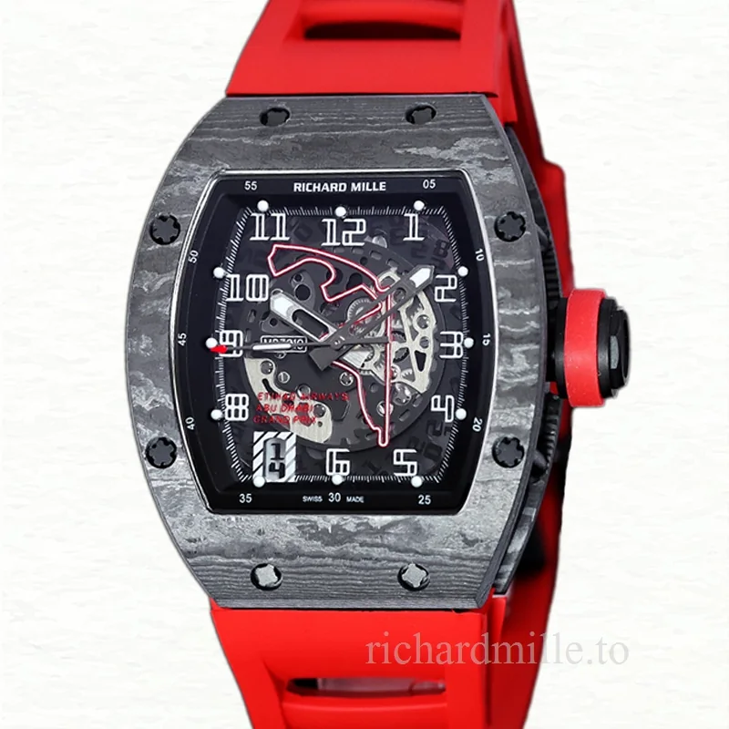 Richard Mille RM 010 Men Automatic Watch Rubber Band