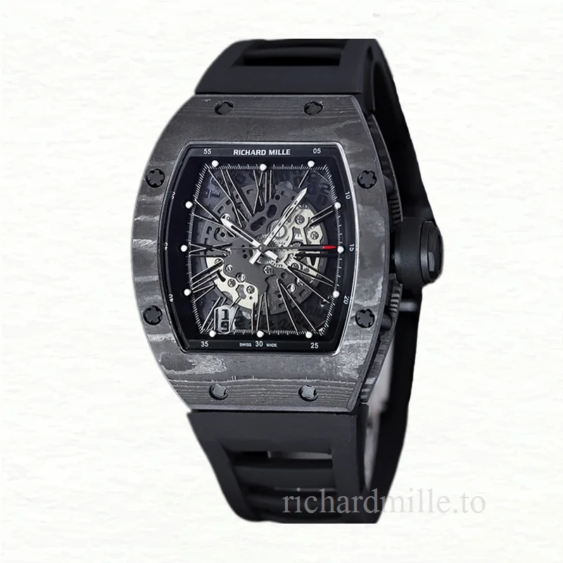 Richard Mille RM 010 Automatic Men Carbon Fiber Transparent Dial