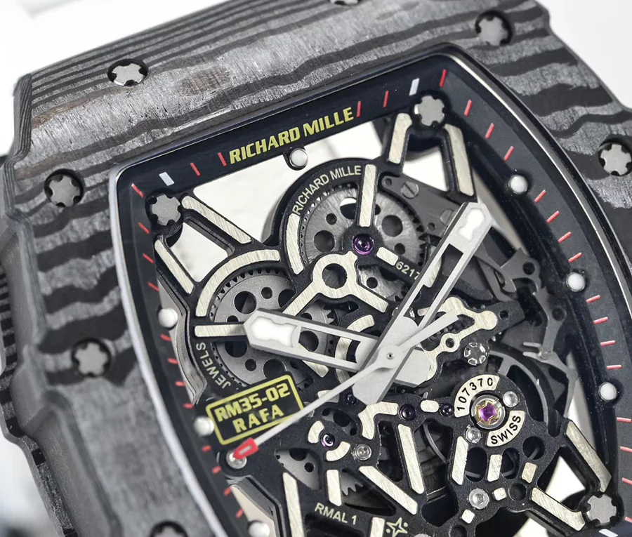 Richard Mille Replica RM 035-2 White Strap Skeleton Dial Folding Buckle