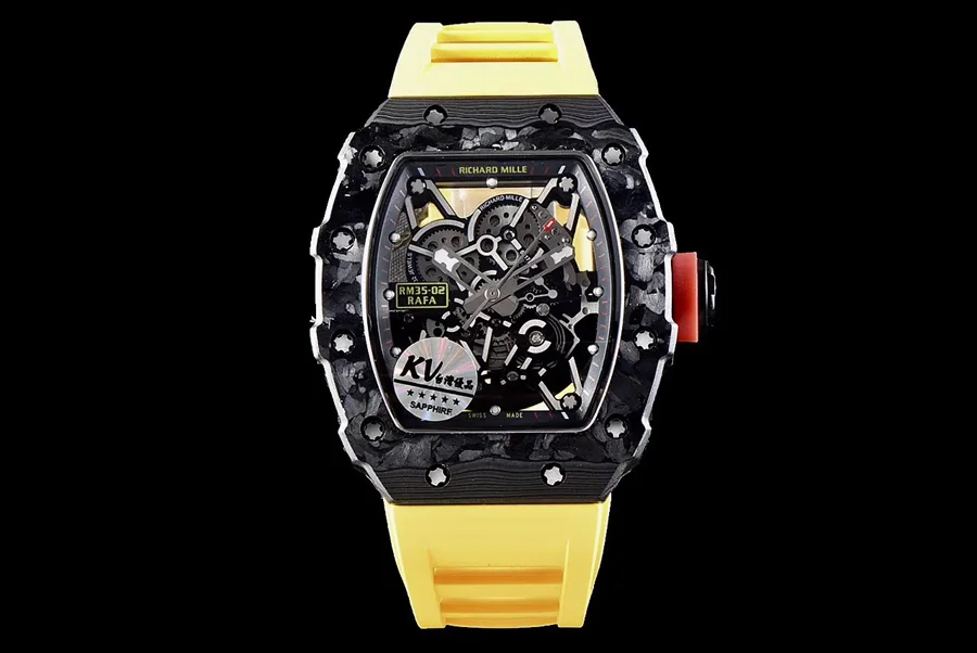 Richard Mille Replica RM 35 Yellow Imported Rubber Strap