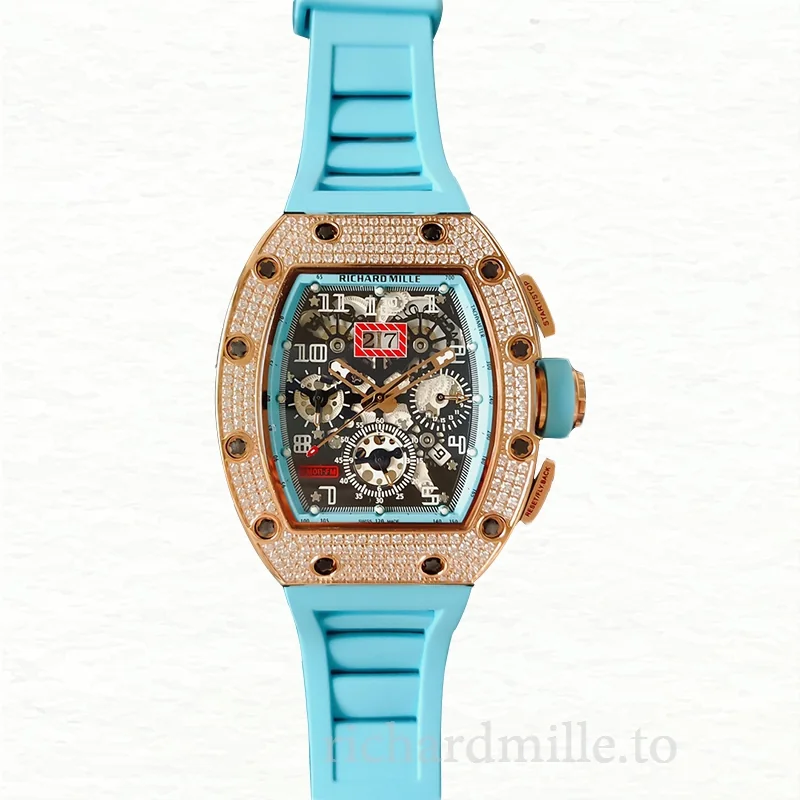 Richard Mille RM011 Men Mechanical Transparent Dial Watch Rubber Band
