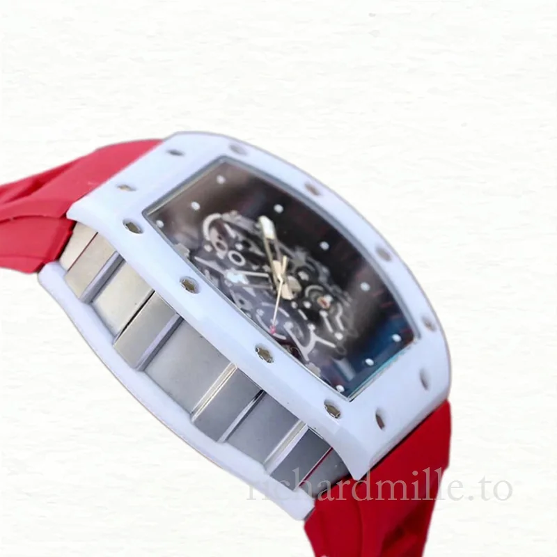 Richard Mille RM055 Men Mechanical Ceramics Bezel Rubber Band