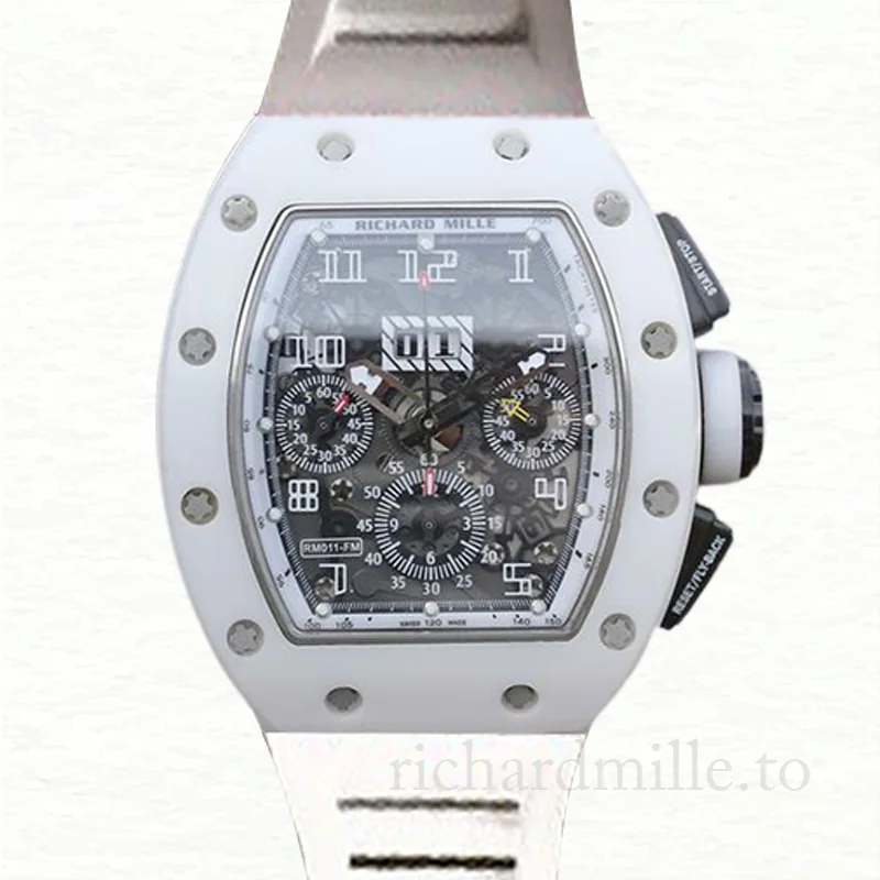 Richard Mille RM011 Automatic Men Rubber Band Ceramics Bezel Watch