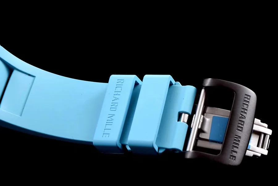 Richard Mille Replica RM 055 Blue Rubber Strap Carbon Fiber Case