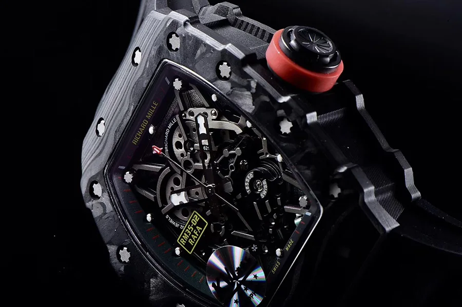 Richard Mille Replica RM 35-02 Black Imported Rubber Strap Folding Buckle