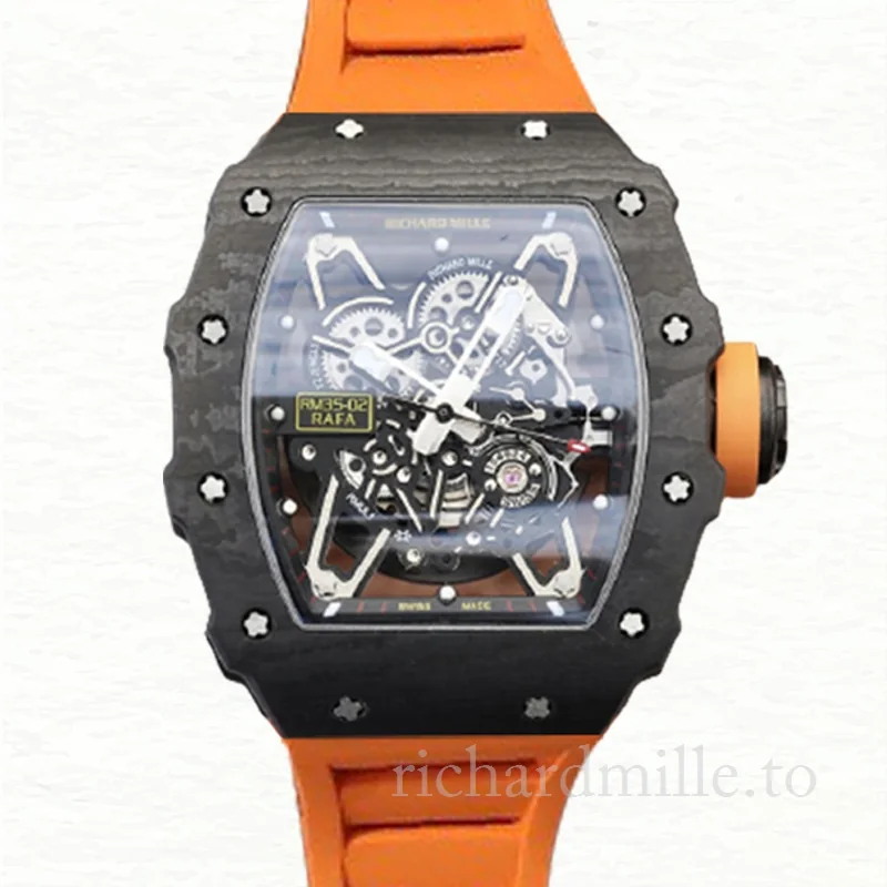 Richard Mille RM35-02 Mechanical Men Rubber Band Watch Transparent Dial