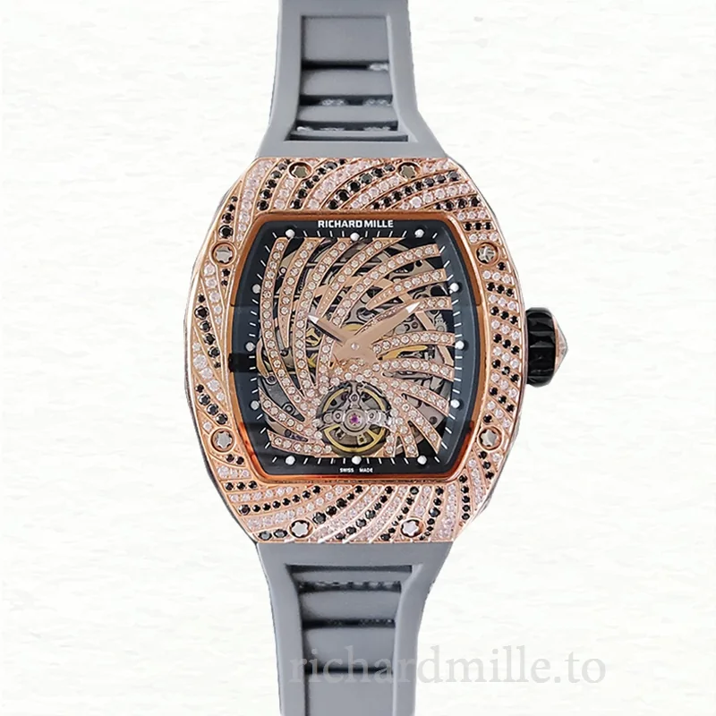 Richard Mille RM51-02 Mechanical Ladies Diamond Bezel Watch Diamond Paved Dial