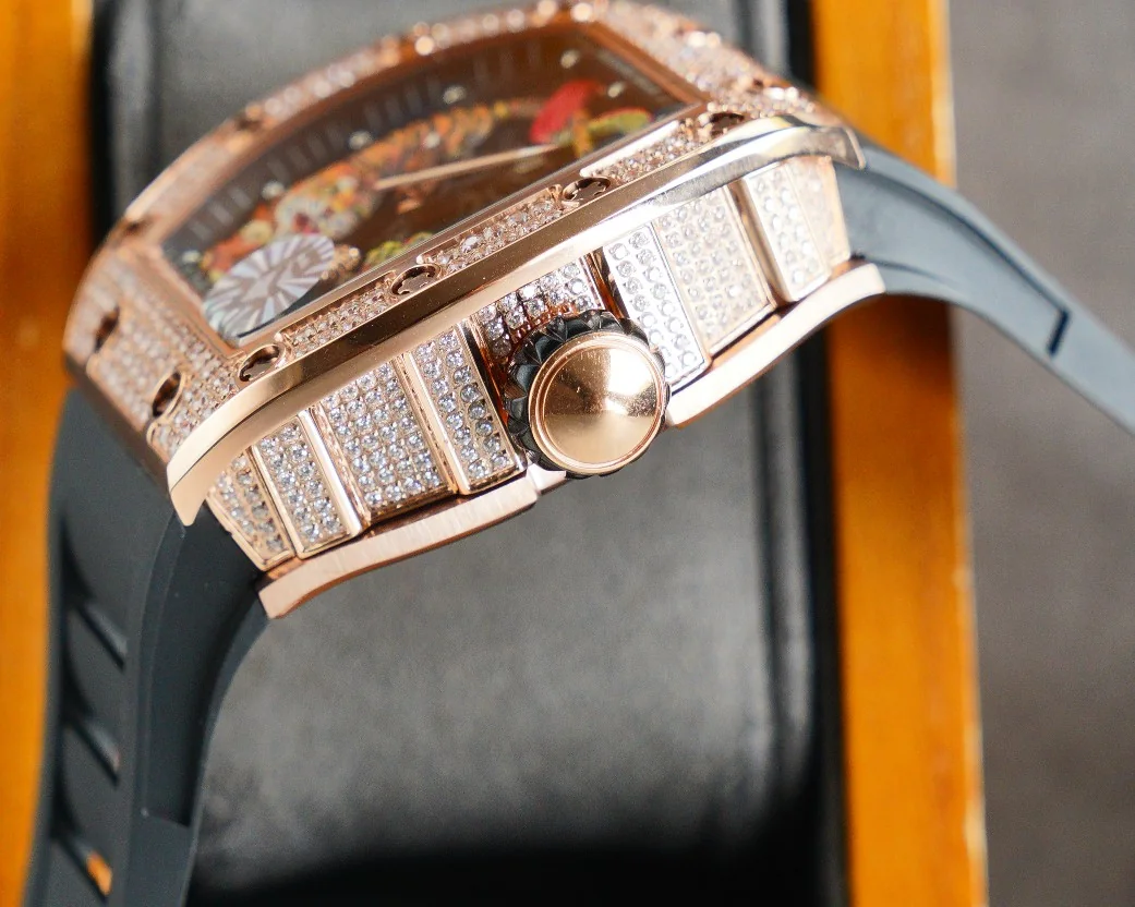 Richard Mille RM 51-01 Automatic Men Transparent Dial Rubber Band Watch