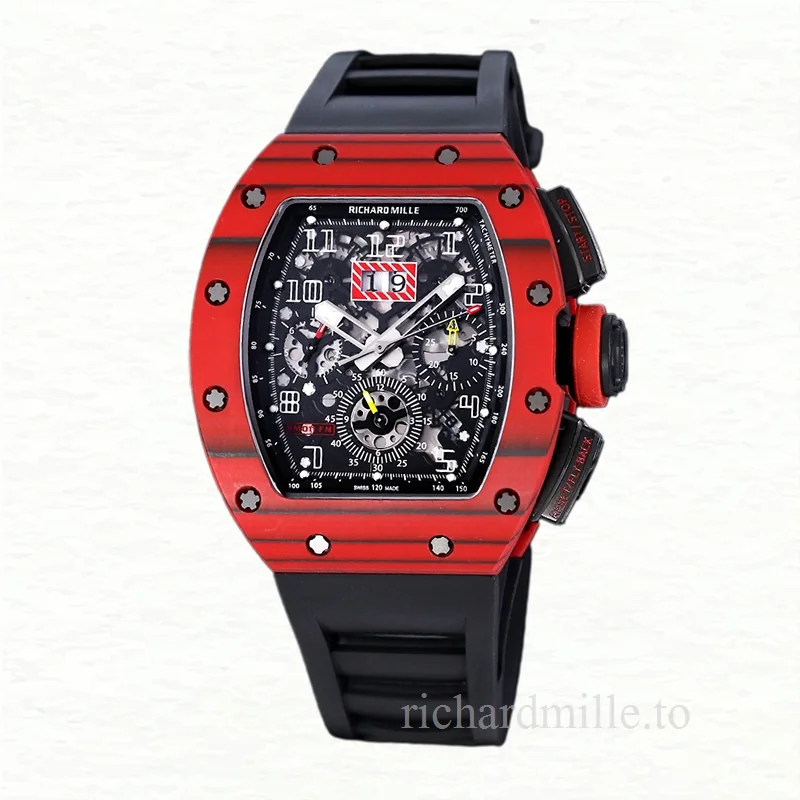 Richard Mille RM 011 Automatic Men Watch Transparent Dial Ceramics Bezel