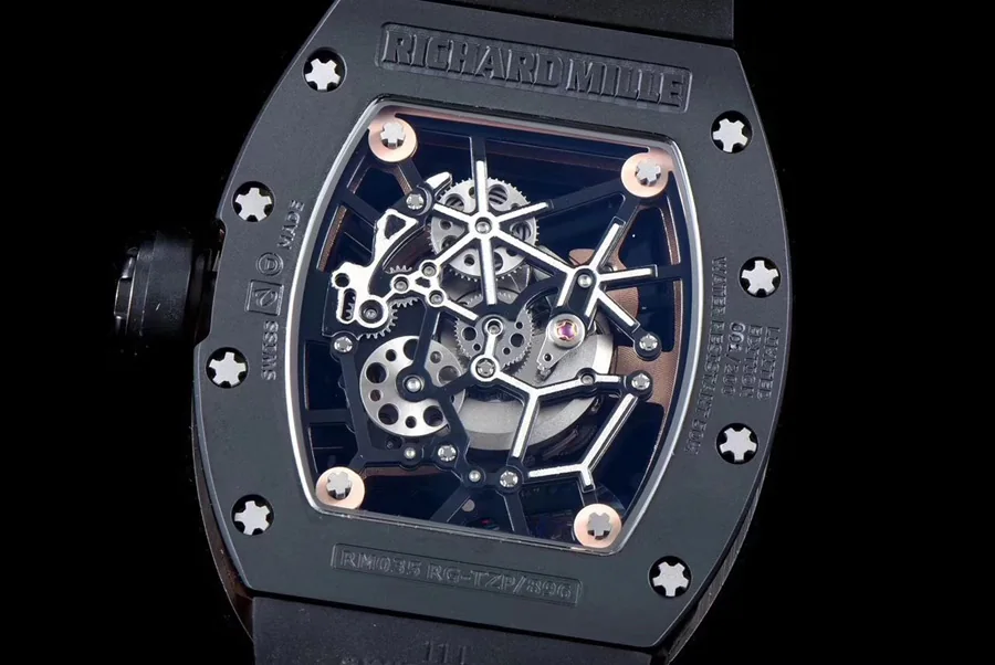 Richard Mille Replica RM 035-2 Black Strap Skeleton Dial