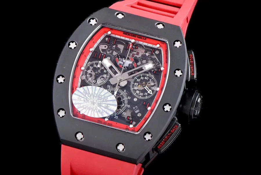 Richard Mille Replica RM 011 Red Rubber Strap