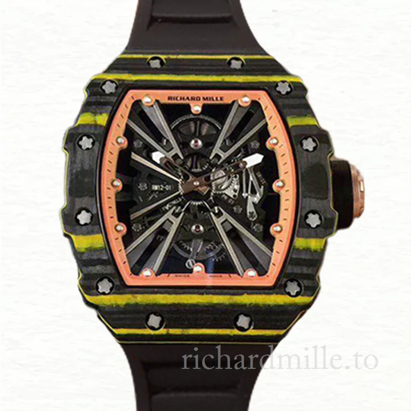 Richard Mille RM12-01 Men Mechanical Carbon Fiber Watch Black Dial