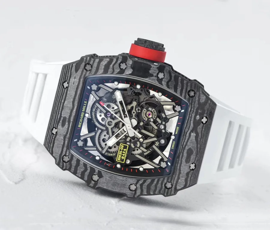 Richard Mille Replica RM 035-2 White Strap Skeleton Dial Folding Buckle