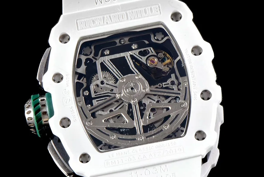 Richard Mille Replica RM 011-03 White Rubber Strap Open-face Digital Dial