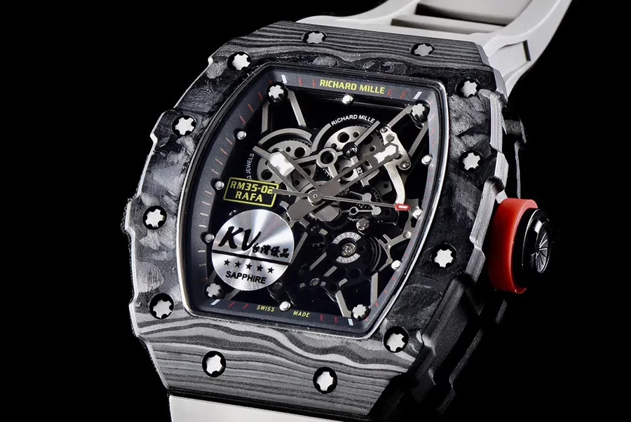 Richard Mille Replica RM 35 Grey Strap Imported Carbon Fiber Material Bezel