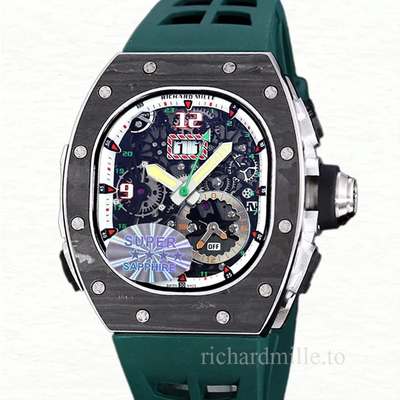 Richard Mille RM 62-01 Men Automatic Carbon Fiber Transparent Dial Rubber Band