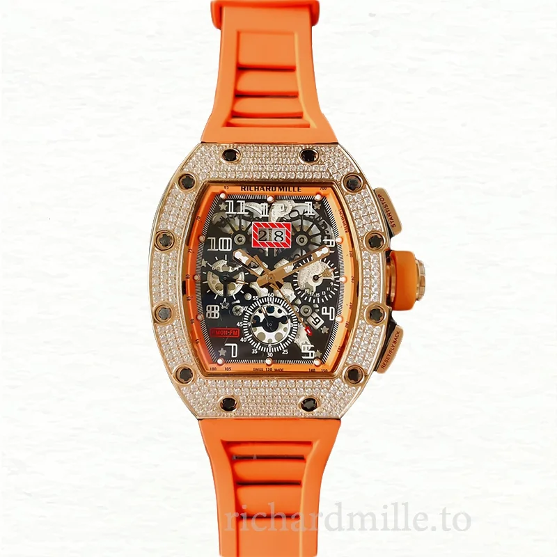 Richard Mille RM011 Men Mechanical Watch Diamond Bezel