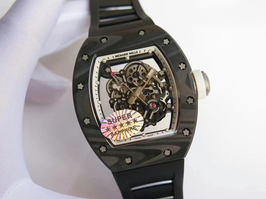 Richard Mille Replica RM 055 Black Rubber Strap White Inner Shadow