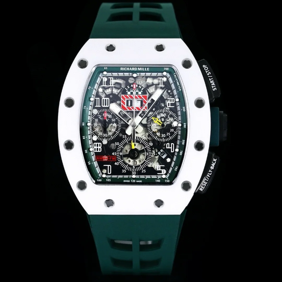 Luxury Replica Richard Mille RM 011 Massa Flyback Chronograph – Swiss Movement, Green Rubber Strap