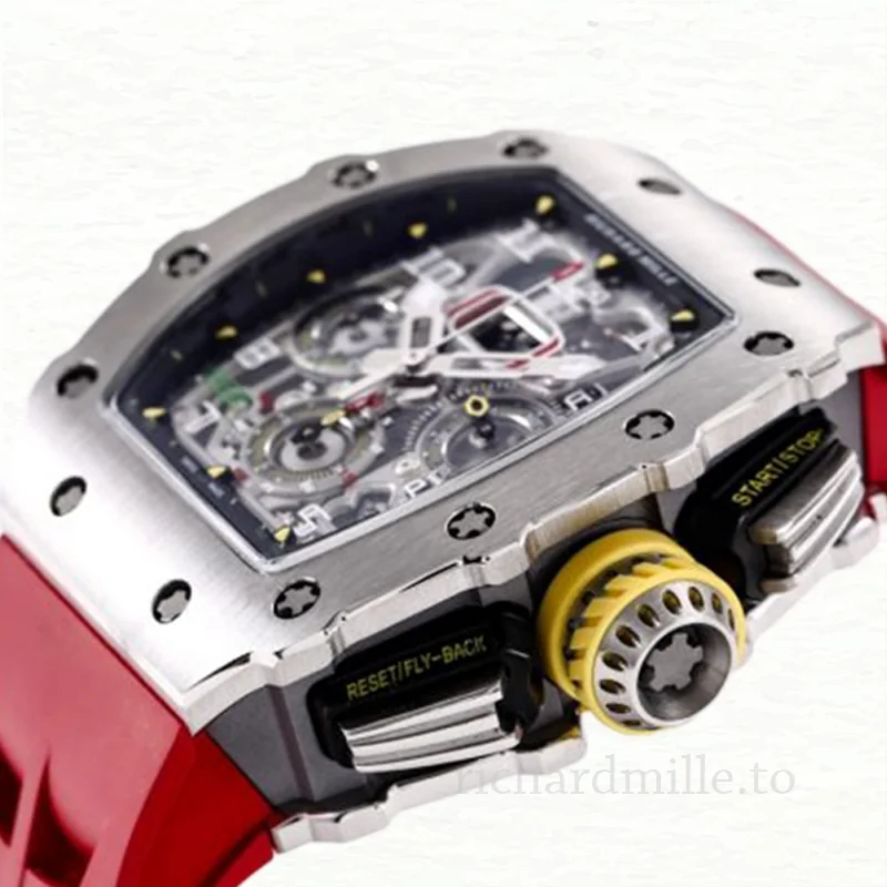 Richard Mille RM 11-03 Transparent Dial Rubber Band Men's Red
