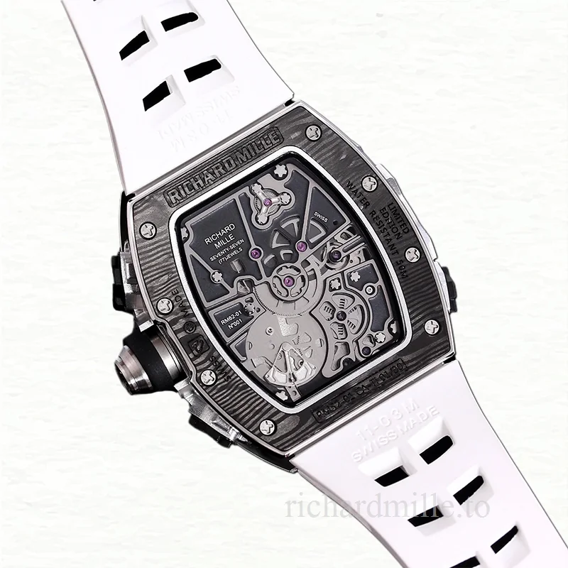 Richard Mille RM 62-01 Men Automatic Transparent Dial Carbon Fiber Rubber Band