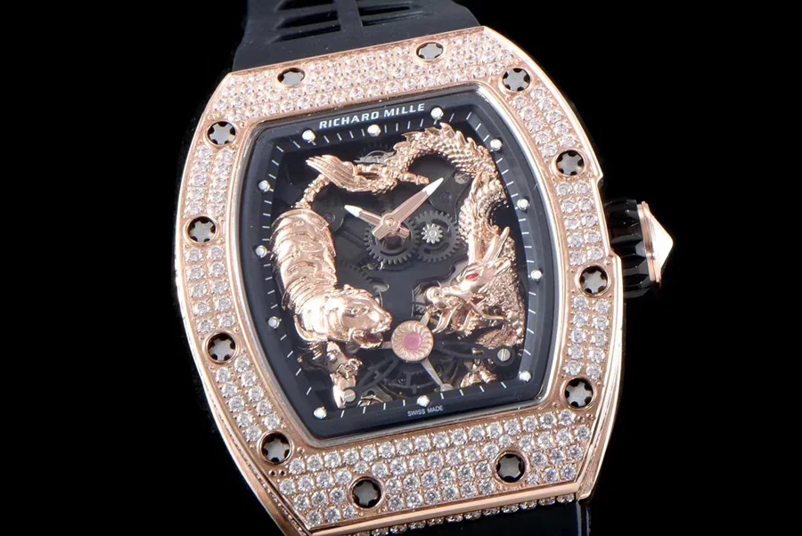 Richard Mille Replica RM 051 Black Strap Sapphire Mirror