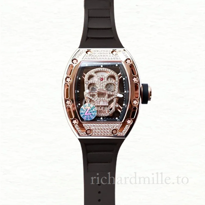 Richard Mille RM052 Mechanical Men Watch Rose Gold Skull Dial