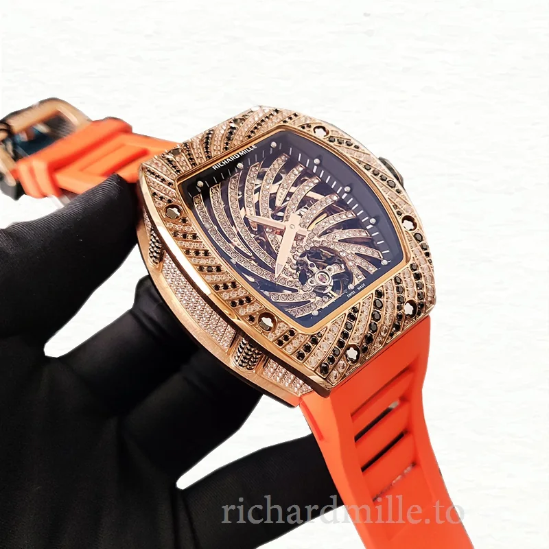 Richard Mille RM51-02 Mechanical Ladies Watch Diamond Bezel Rubber Band