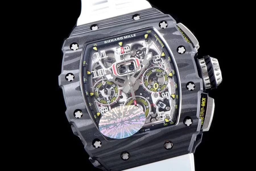 Richard Mille Replica RM 011 White Strap Carbon Fiber Bezel