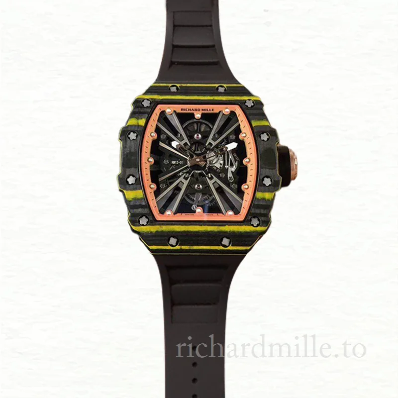 Richard Mille RM12-01 Men Mechanical Carbon Fiber Watch Black Dial