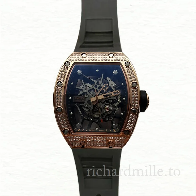 Richard Mille RM035 Mechanical Men Transparent Dial Rubber Band