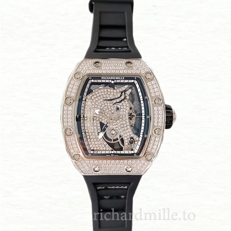 Richard Mille RM52-02 Mechanical Men Rubber Band Horse Dial Diamond Bezel