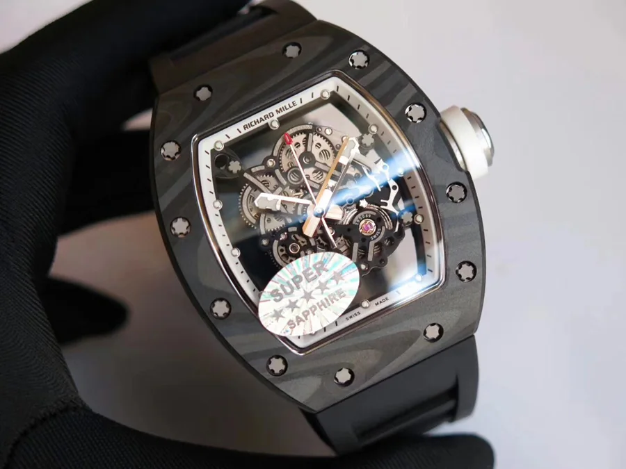 Richard Mille Replica RM 055 Black Rubber Strap White Inner Shadow