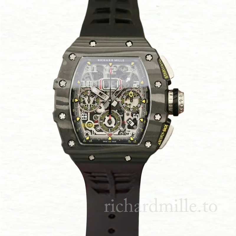 Richard Mille RM11-03 Men Automatic Transparent Dial Rubber Band Watch