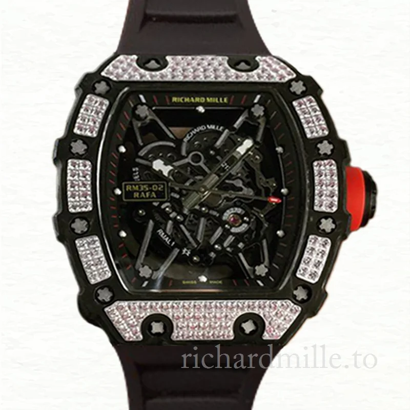 Richard Mille RM35-02 Men Mechanical Watch Transparent Dial