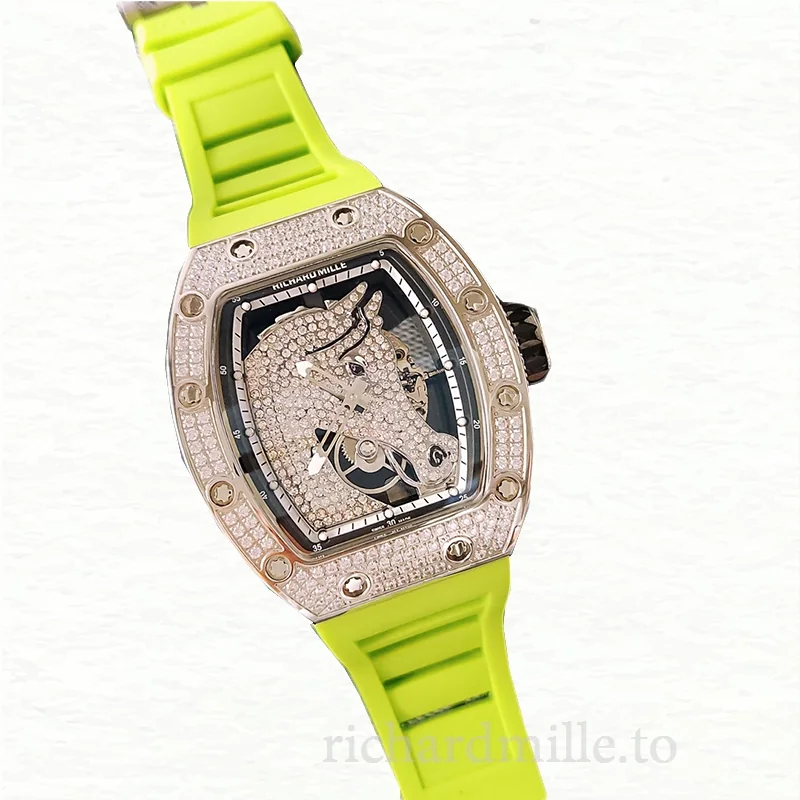 Richard Mille RM52-02 Mechanical Men Watch Rubber Band Diamond Bezel