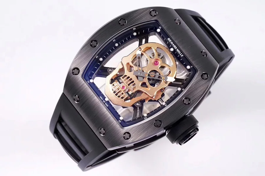 Richard Mille Replica RM 052 Black Rubber Strap Black Ceramic Material Case