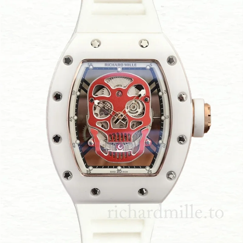 Richard Mille RM52-01 Men Mechanical Watch Red Skull Dial