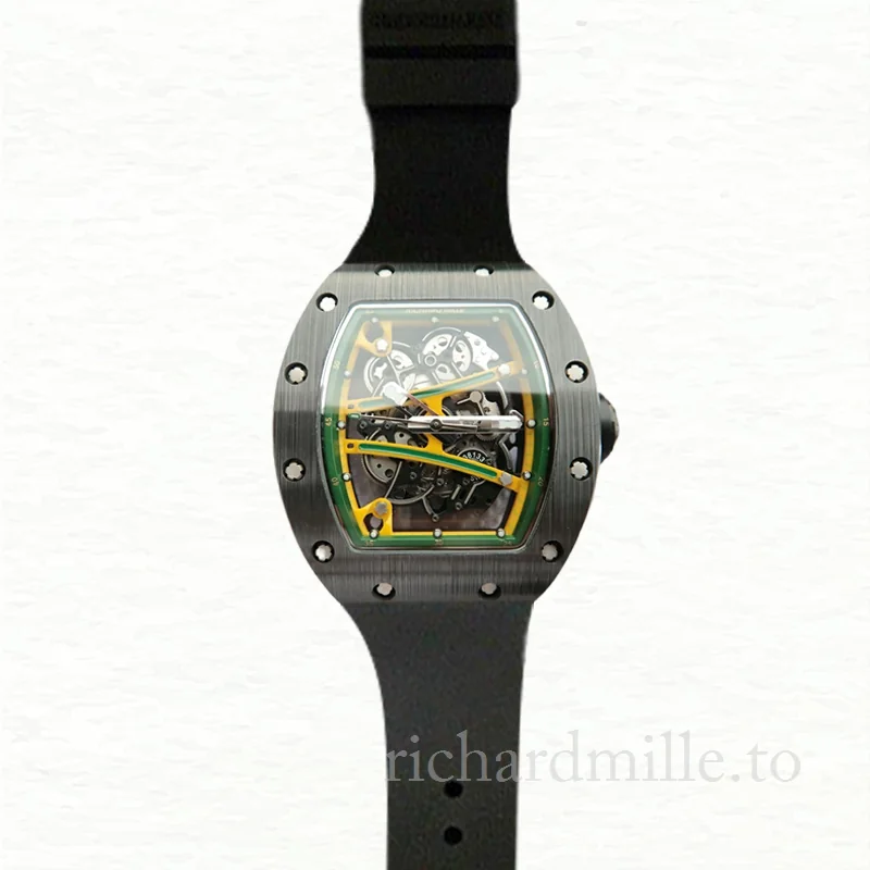 Richard Mille RM061 Men Hand Wind Rubber Band Skeleton Dial Stainless Steel