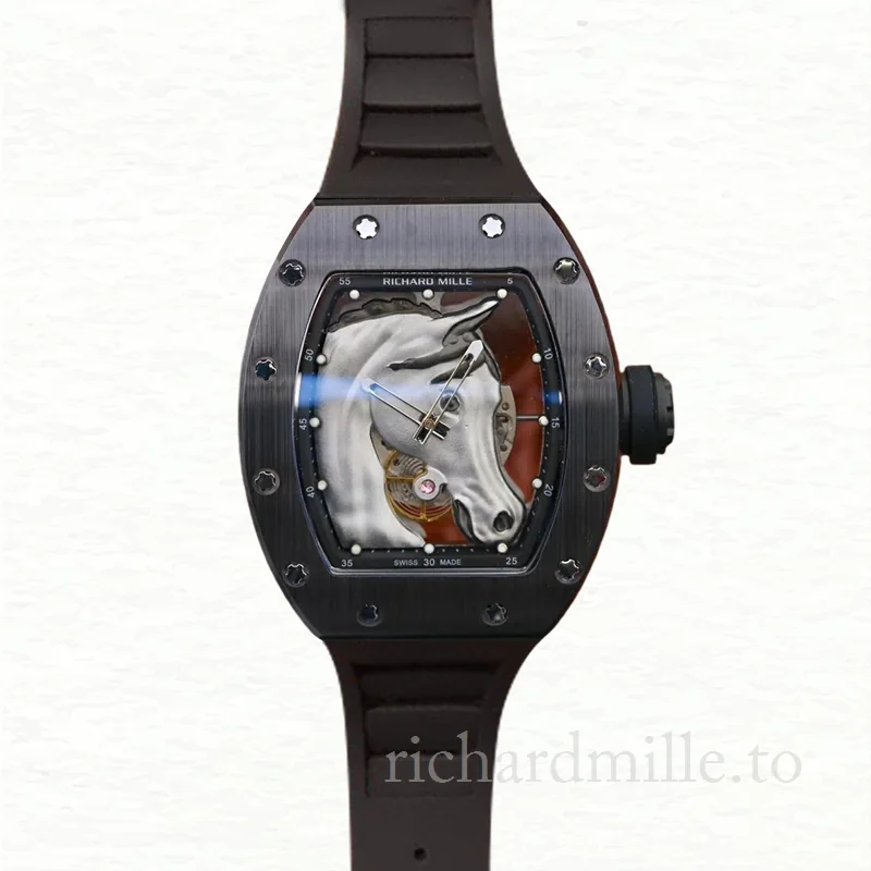 Richard Mille RM52-02 Mechanical Men Watch Stainless Steel Rubber Band