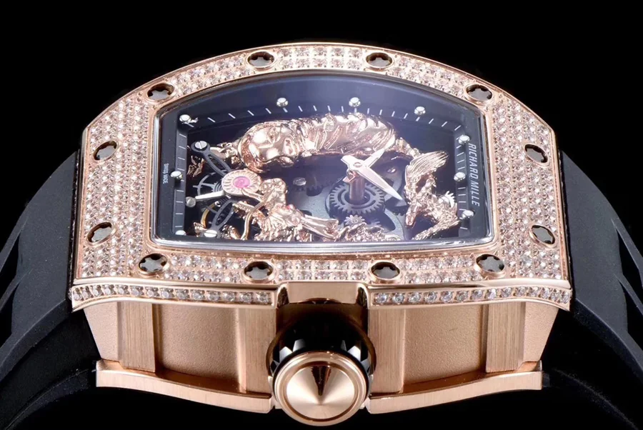 Richard Mille Replica RM 051 Black Strap Sapphire Mirror