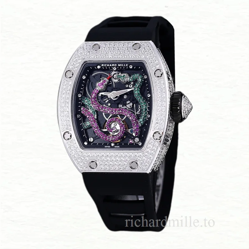Richard Mille RM 026 Unisex Automatic Rubber Band Watch Stainless Steel
