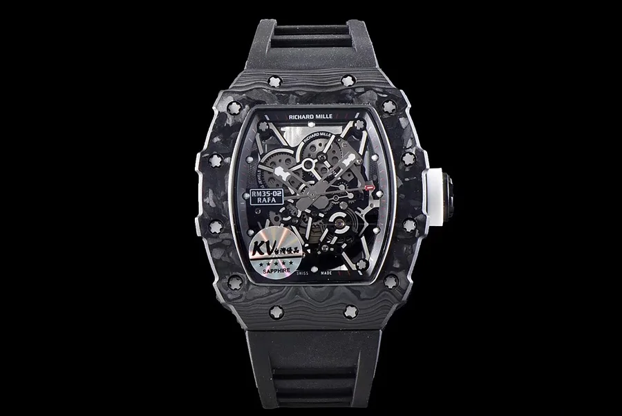 Richard Mille Replica RM 35 02 Black Imported Rubber Strap