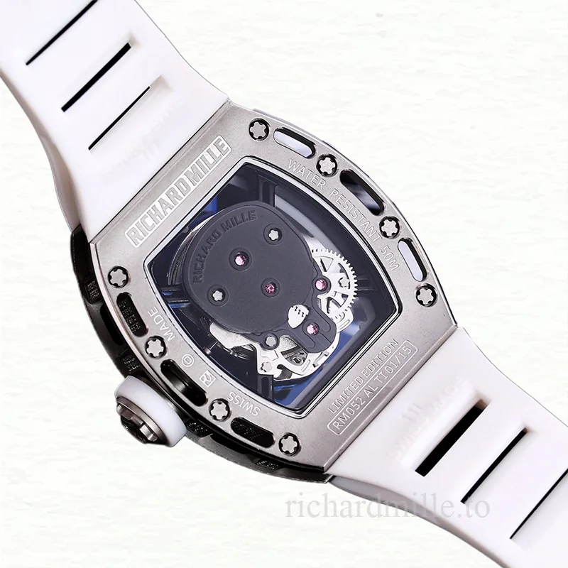 Richard Mille RM 052 Automatic Men Rubber Band Watch Stainless Steel
