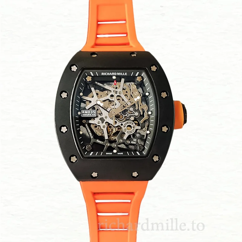 Richard Mille RM35 Men Mechanical Rubber Band Skeleton Dial